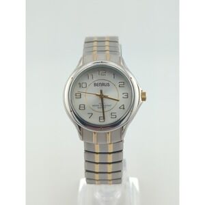 Benrus Mens Quartz‎ Two-Tone Stretch Bracelet Watch - New Battery - Very Clean